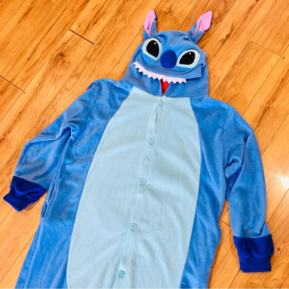Stitch onesie womens one size costume coverall blue fleece large
